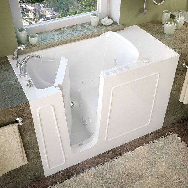 Meditub MediTub Walk-In 26 x 53 White Whirlpool & Air Walk-In Bathtub 2653LWD